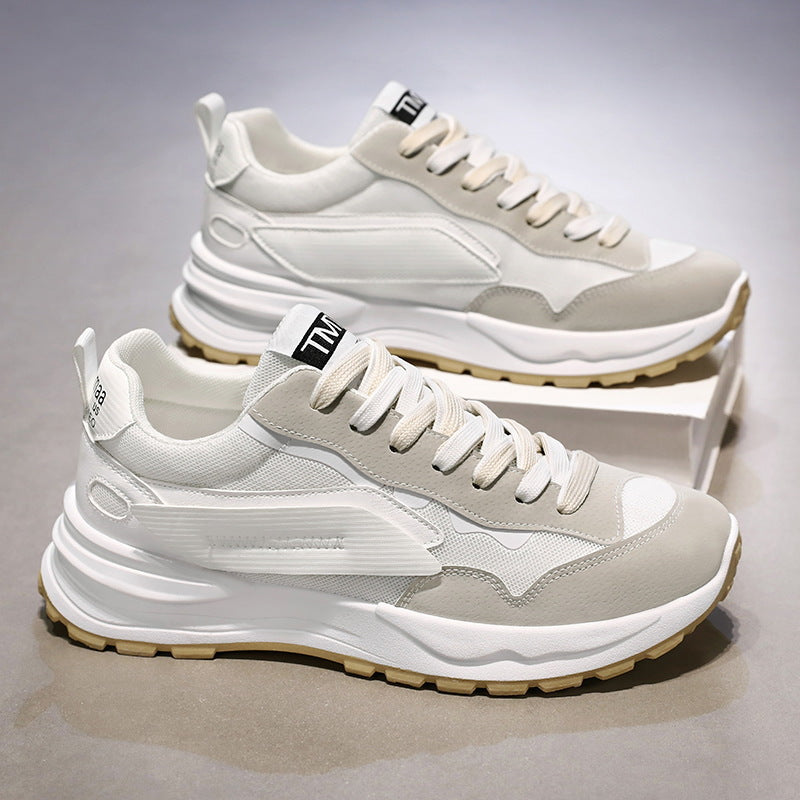 Sapatos masculinos de verão 2025 Novos ténis brancos em rede respirável, sapatos desportivos masculinos, sapatos casuais casuais versáteis coreanos