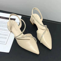 Sandálias de moda para mulheres, estilo de fada, novo verão 2023 de saltos fechados com saltos altos de strass, combinados com saias e sapatos femininos