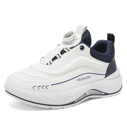 Sapatos de primavera para homem, novos ténis brancos respiráveis, ténis masculinos versáteis de sola grossa e modernos, sapatilhas casuais de corrida para pais