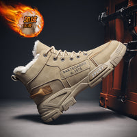 Botas Martin de inverno masculinas: antiderrapantes, resistentes ao uso, sapatos de algodão quente forrados a lã polar, botas de trabalho modernas, botas de neve versáteis