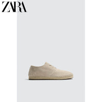 Sapatos masculinos ZARA Primavera/Verão 2026 com acabamento em camurça, bico redondo, estilo Derby, 2455720 002