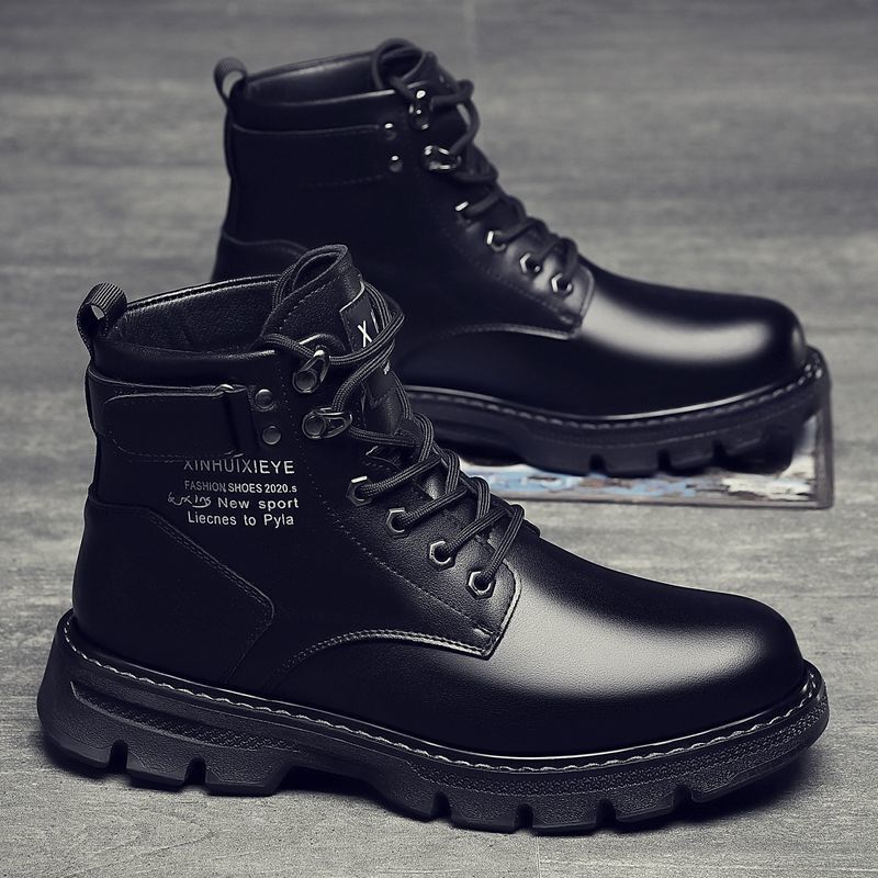 Botas Martin para Homens, Novos Sapatos de Outono 2024, Botas Modernas Forradas a Fleece ao estilo Coreano, Sapatos Casuais Casuais Versáteis de Capa Alta em Pele