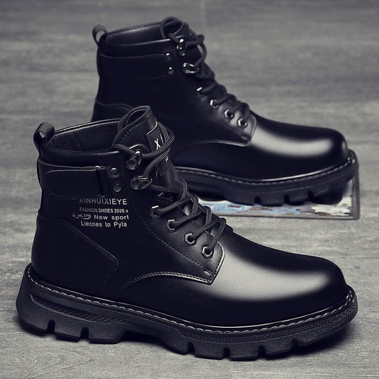 Botas Martin para Homens, Novos Sapatos de Outono 2024, Botas Modernas Forradas a Fleece ao estilo Coreano, Sapatos Casuais Casuais Versáteis de Capa Alta em Pele