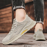 Sapatos masculinos de malha respirável de verão finos de malha oca, ténis desportivos casuais, calçado de trabalho masculino com humidade