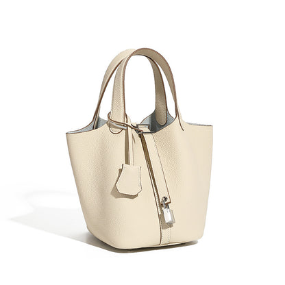 Malas 2026 Nova Cesta de Couve com Balde Bolsa de Mulher TC Mala de Pele Genuína Mala de Mãe Bolsa de Noiva Sensação de Luxo de Casamento