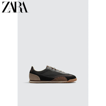 ZARA 2026 Primavera/Verão Sapatos Masculinos com Detalhes em Camurça, Modelo Retrô com Cadarço e Leves 2339720 800