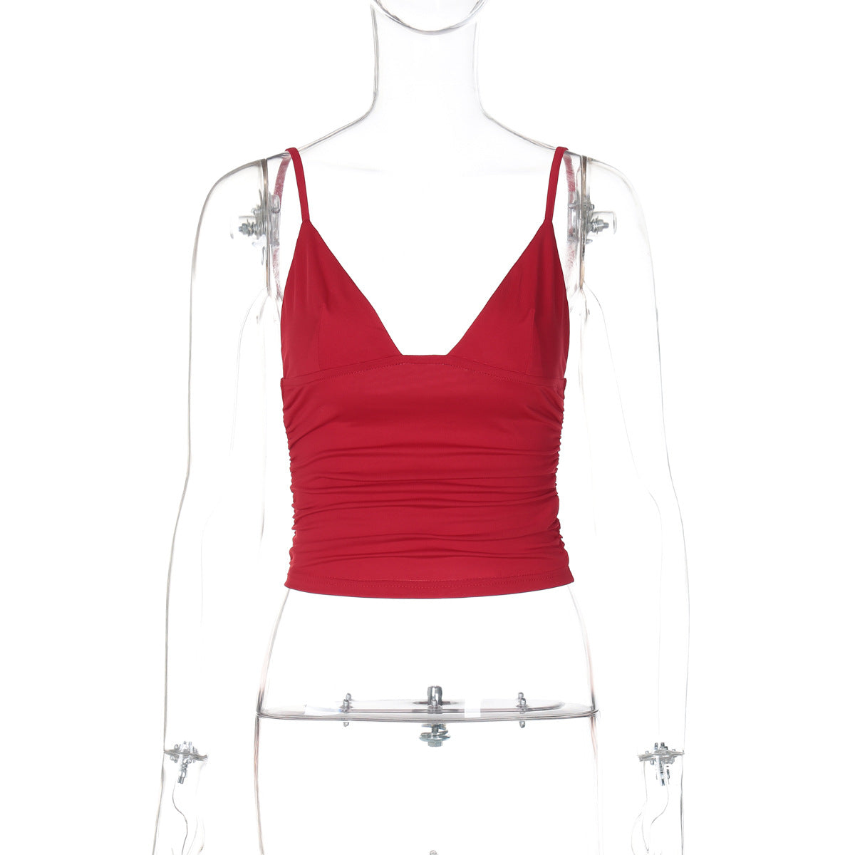 AliExpress INS estilo moda street style sexy de decote em V de cor sólida cropta, versátil slim fit camisola europeia e americana por grosso
