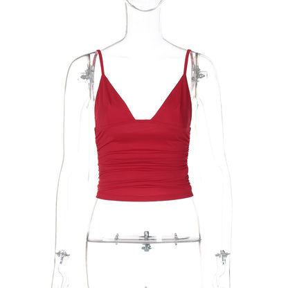 AliExpress INS estilo moda street style sexy de decote em V de cor sólida cropta, versátil slim fit camisola europeia e americana por grosso
