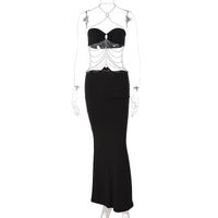 Europa e América 2026 Verão 2026 Corrente Metálica Quente Alta com Gola Halter Peito Vestido Oco Comércio Exterior Comércio Exterior Amazon Wholesale Mulheres