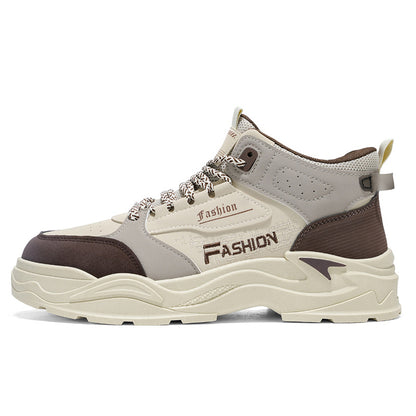 Sapatos masculinos de outono, sapatos de trabalho de cano alto, botas Martin com sola grossa e estilo coreano da moda, sapatos desportivos casuais, botas até ao tornozelo, sapatos modernos