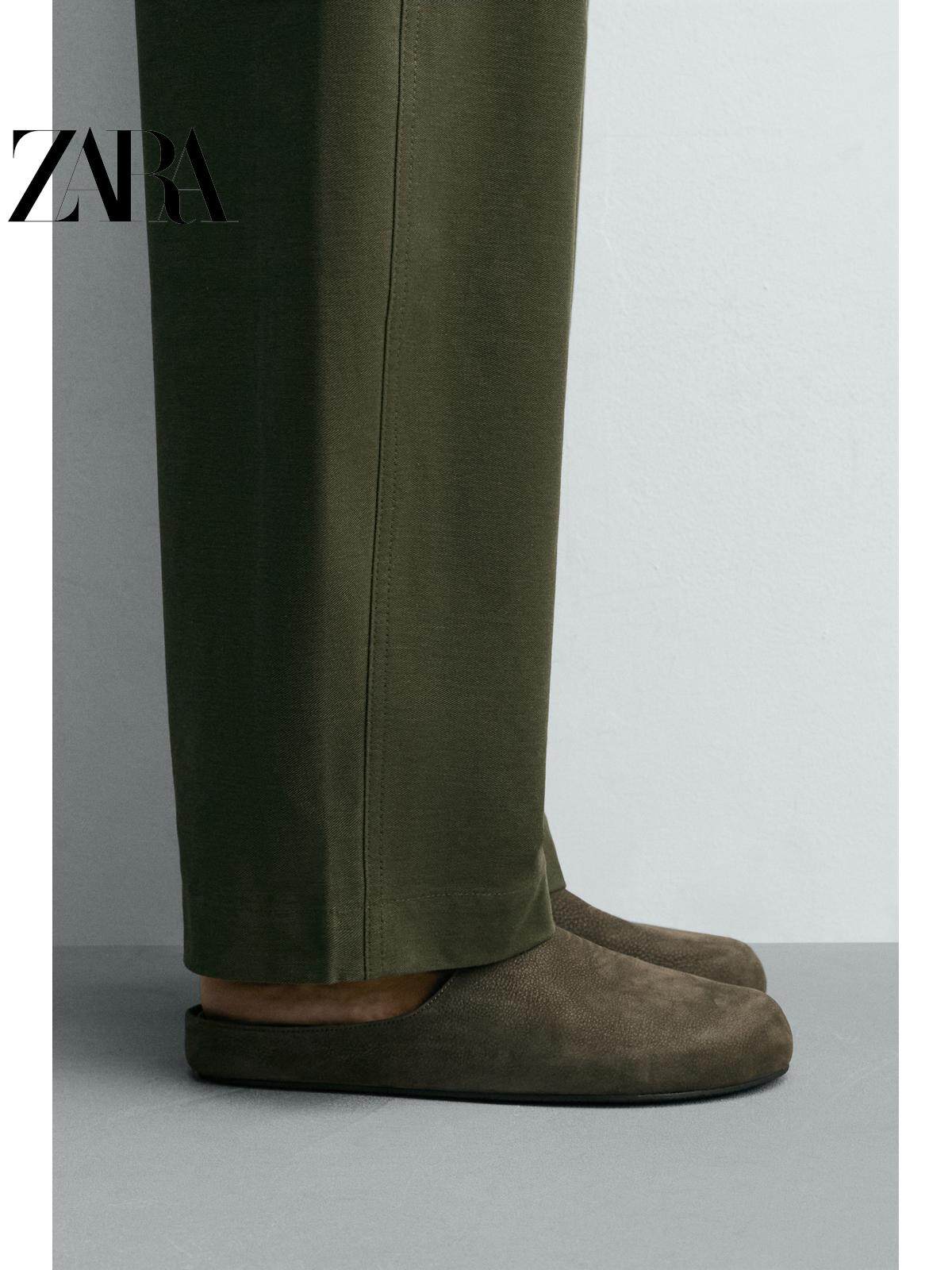 ZARA 2026 Primavera/Verão Novo Sapato Masculino de Couro com Bico Redondo, Bloco de Cores e Plataforma Fechada 2764720 500