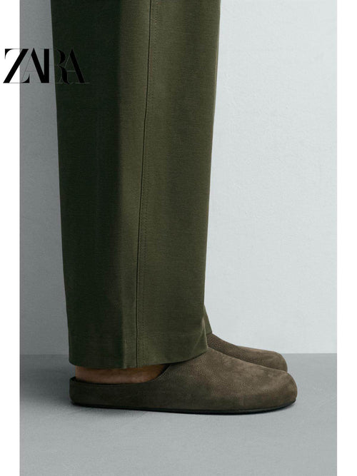 ZARA 2026 Primavera/Verão Novo Sapato Masculino de Couro com Bico Redondo, Bloco de Cores e Plataforma Fechada 2764720 500