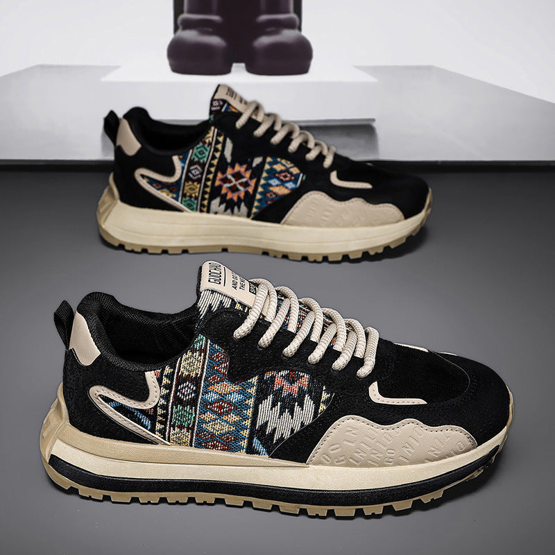 Sapatos masculinos 2025 nova primavera versátil aumento de altura tênis casuais adolescentes couro sola grossa Forrest Gump sapatos trendy