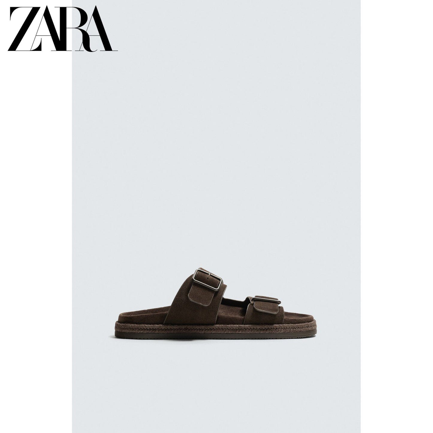 Sandálias masculinas de couro com duas tiras, lançamento da coleção verão 2026 da ZARA (código: 2738720 721).