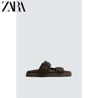 Sandálias masculinas de couro com duas tiras, lançamento da coleção verão 2026 da ZARA (código: 2738720 721).