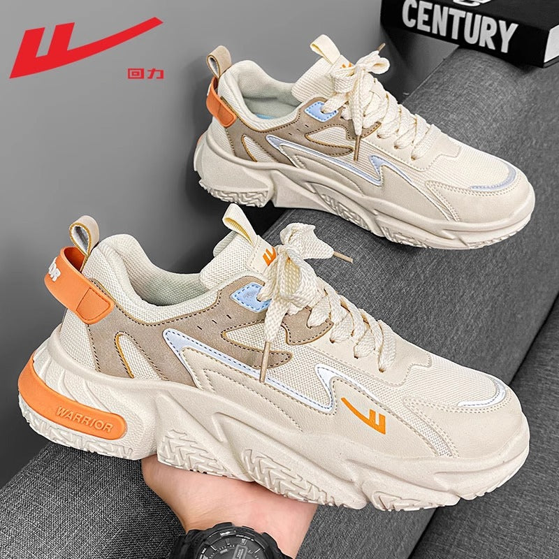 Warrior Korean Sapatos Masculinos Modernos e Fixes, Sapatos Casuais Casuais Retro com Sola Macia, Sapatos Desportivos de Rede com Atacadores, Sapatos de Pai para o Trajeto Diário