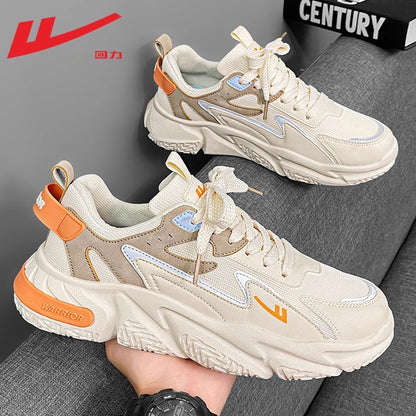 Warrior Korean Sapatos Masculinos Modernos e Fixes, Sapatos Casuais Casuais Retro com Sola Macia, Sapatos Desportivos de Rede com Atacadores, Sapatos de Pai para o Trajeto Diário