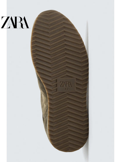 ZARA 2026 Verão Novo Sapatos Masculinos com Detalhes em Camurça e Couro: Sapatos Esportivos Casuais 2346820 500