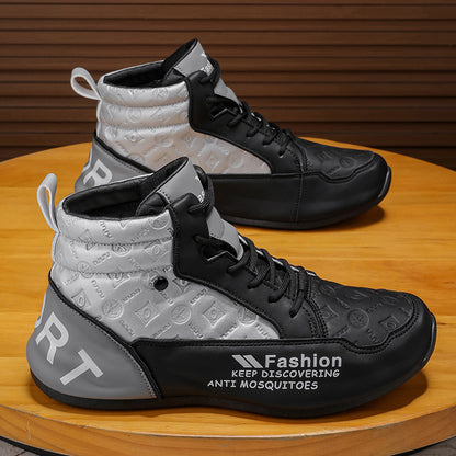 Sapatos de homem: confortáveis e versáteis para o outono, sapatos desportivos casuais da moda, sapatos altos antiderrapantes e resistentes ao desgaste, botas Martin de sola grossa que aumentam a altura para homens