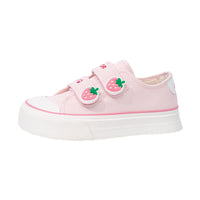 Ténis Warrior Velcro de sola grossa, sapatos juvenis, energéticos, confortáveis, de estudante, fofos e favorecedores, pequenos sapatos de cabeça grande cor-de-rosa morango para mulheres