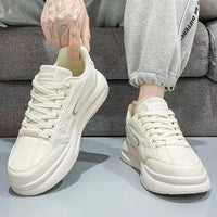 Sapatos masculinos de verão, novos sapatos de malha respiráveis, sapatos brancos versáteis e modernos, ténis desportivos casuais de sola grossa, sapatos modernos