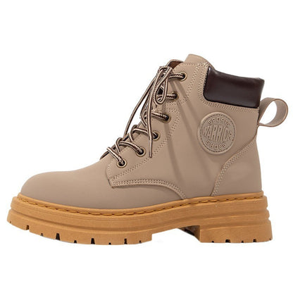 Warrior, cor sólida, botas Martin simples de cano alto, casal neutro para casal, botas amarelas grandes e com atacadores, sapatos unissexo versáteis com atacadores