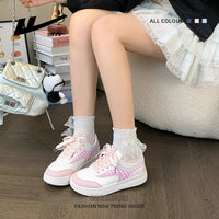 Warrior Dopamine Ténis de sola grossa para mulheres, Autumn New Soft Girl Versatile Niche Casual Shoes, Sapatos de Estudante com padrão de xadrez