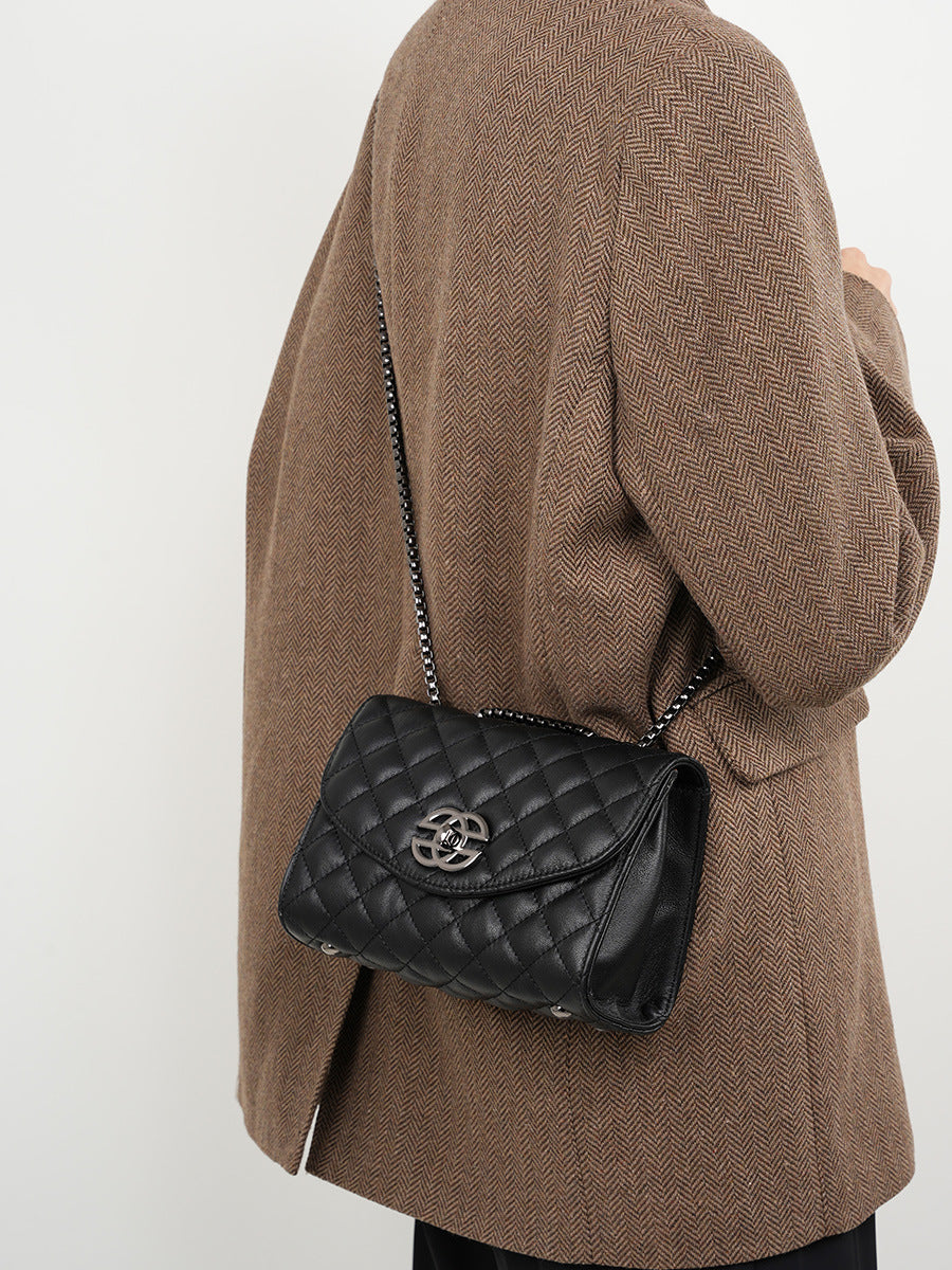 Malas femininas mais vendidas, estilo novo de nicho coreano, malas de corrente, couro genuíno de luxo leve de luxo cross-roll de gama alta para primavera/verão