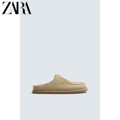 Sapatos masculinos ZARA, lançamento da coleção verão 2026, com detalhes em camurça, bico redondo e plataforma, código 2759620 102.