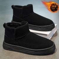 Botas de neve integradas em pele e lã para homens, novos sapatos de algodão quente antiderrapantes forrados a polar Nordeste 2025