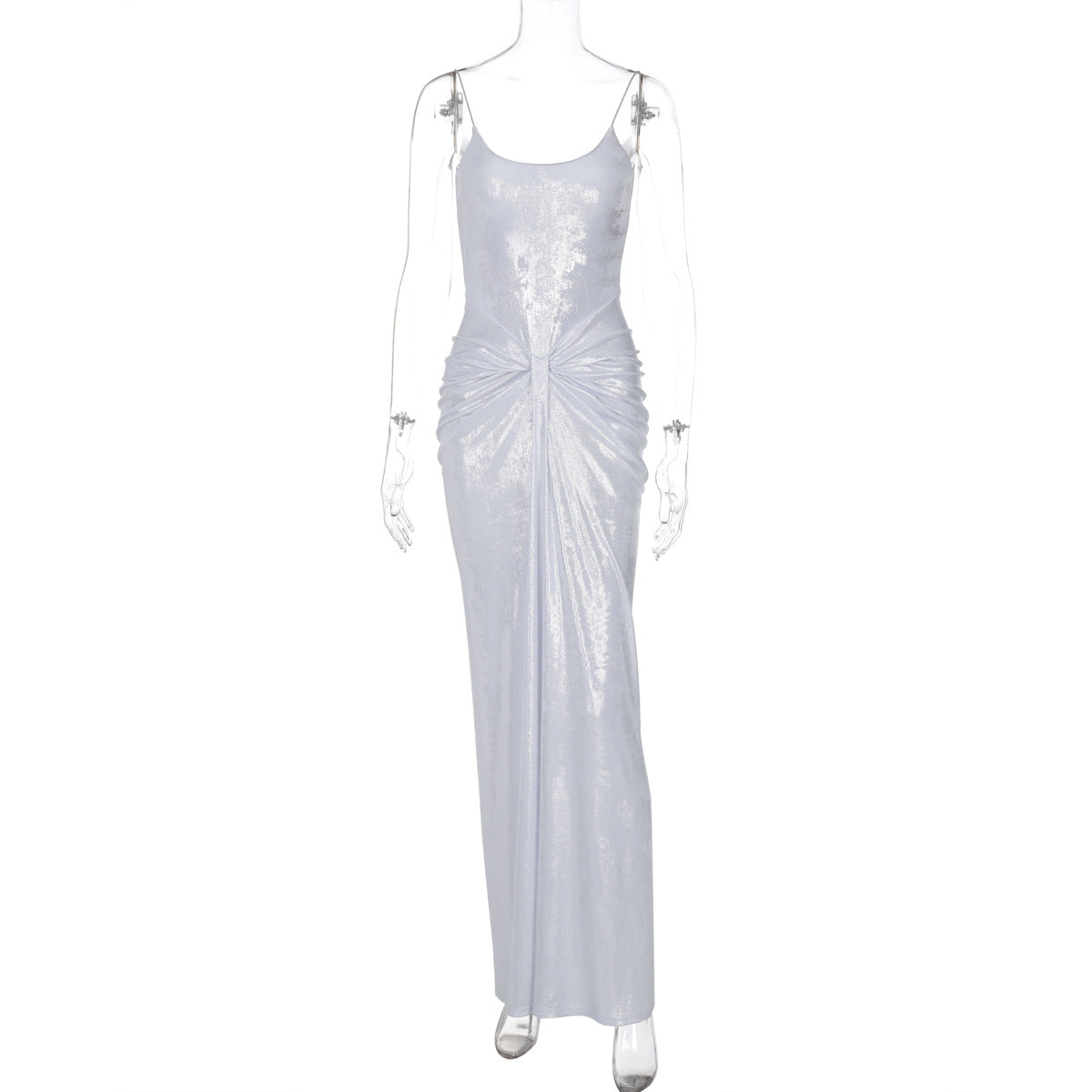 Vestido longo de ajuste longo elegante, elegante para mulheres europeias e americanas maduras, plissado e torcido, com punhos, com punhos altos e pregueado
