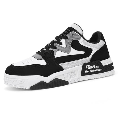 Sapatos Masculinos 2025 Novos Ténis Panda Primavera Respiráveis Pretos e Brancos Desportivos Casuais Masculinos Sola Grossa e Aumento de Altura Sapatilhas da Moda