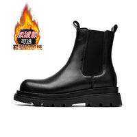 Botas Chelsea para homens, sapatos de algodão quente forrados a polar polar de inverno, botas Martin de neve, sapatos masculinos de trabalho, botas até ao tornozelo ao estilo britânico