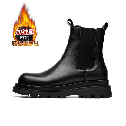 Botas Chelsea para homens, sapatos de algodão quente forrados a polar polar de inverno, botas Martin de neve, sapatos masculinos de trabalho, botas até ao tornozelo ao estilo britânico