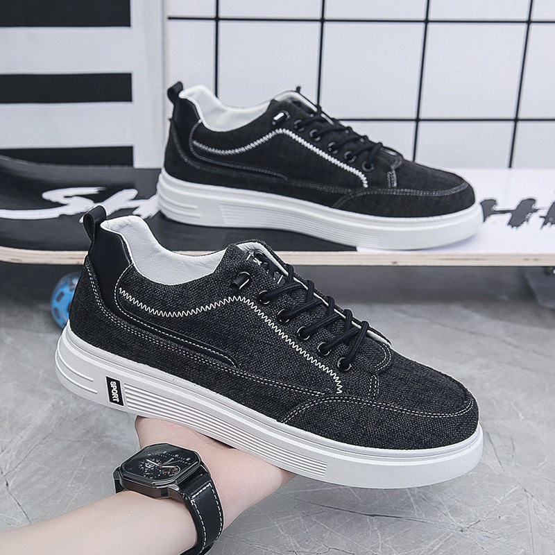 Sapatos Masculinos Primavera Respiráveis, Novos Sapatos Desportivos Casual Versáteis em Tecido, Sapatos de Tábua de Trabalho para Homens