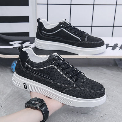 Sapatos Masculinos Primavera Respiráveis, Novos Sapatos Desportivos Casual Versáteis em Tecido, Sapatos de Tábua de Trabalho para Homens