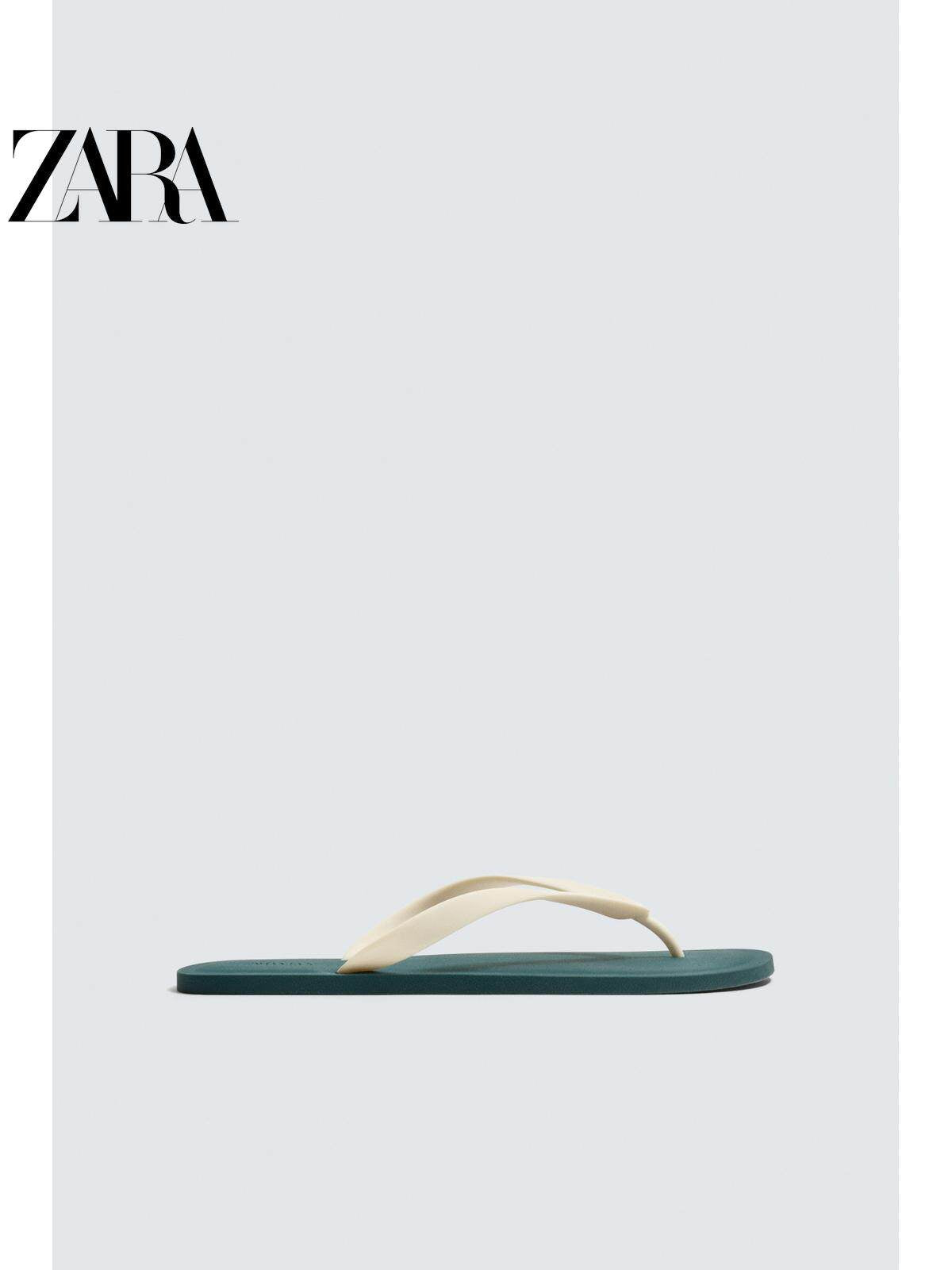 ZARA 2026 Primavera/Verão Novos Sapatos Masculinos: Sandálias Rasteiras Confortáveis com Material Elástico e Cordões (2796720 202)
