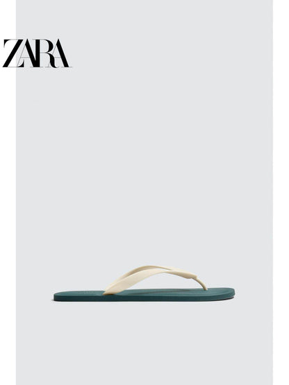 ZARA 2026 Primavera/Verão Novos Sapatos Masculinos: Sandálias Rasteiras Confortáveis com Material Elástico e Cordões (2796720 202)