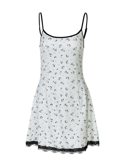 Amazon Vestido Feminino Moderno de Nova Moda Fresca Floral à beira-mar Versátil, sexy de alças curtas com borda de renda