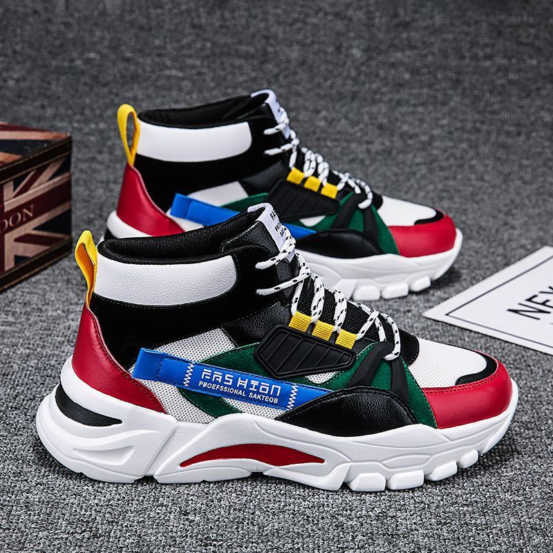 Sapatos masculinos, sapatos novos de cano alto para primavera, sapatos desportivos da moda para homem, sapatos de pai versáteis e respiráveis para homem, sapatos de estudante