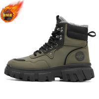 Botas de neve masculinas, sapatos de algodão do Nordeste, forrados em polar de inverno, quentes e espessos, em pele e pele integraram botas de algodão Martin resistentes ao frio e resistentes ao frio