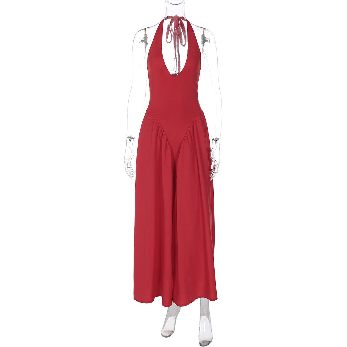 Vestido elegante e elegante para mulheres, vestido bestseller cross-fronteiriço da Amazon, de cor sólida, sexy com decote oco oco em V profundo