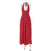 Vestido elegante e elegante para mulheres, vestido bestseller cross-fronteiriço da Amazon, de cor sólida, sexy com decote oco oco em V profundo