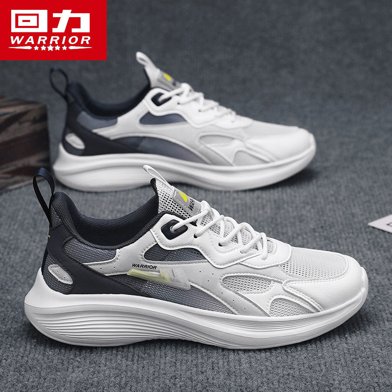 Sapatos de malha Warrior, leves, respiráveis e modernos, sapatos versáteis de sola grossa com atacadores degradados, novos ténis desportivos casuais para homens