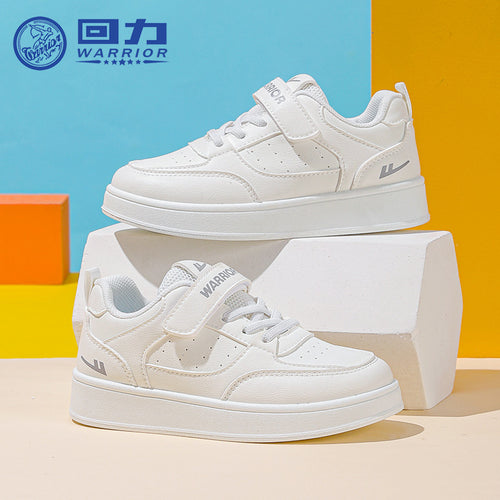 Sapatos brancos simples de sola grossa de cor sólida Warrior, velcro, sapatos infantis fáceis de usar e desagradáveis, sapatos de madeira novos e versáteis para homem e rapariga