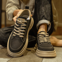 Sapatos masculinos: novos sapatos de outono versáteis para roupa casual de trabalho, botas Martin de homem, sapatos de cabai vintage em pele de cano baixo, ténis desportivos
