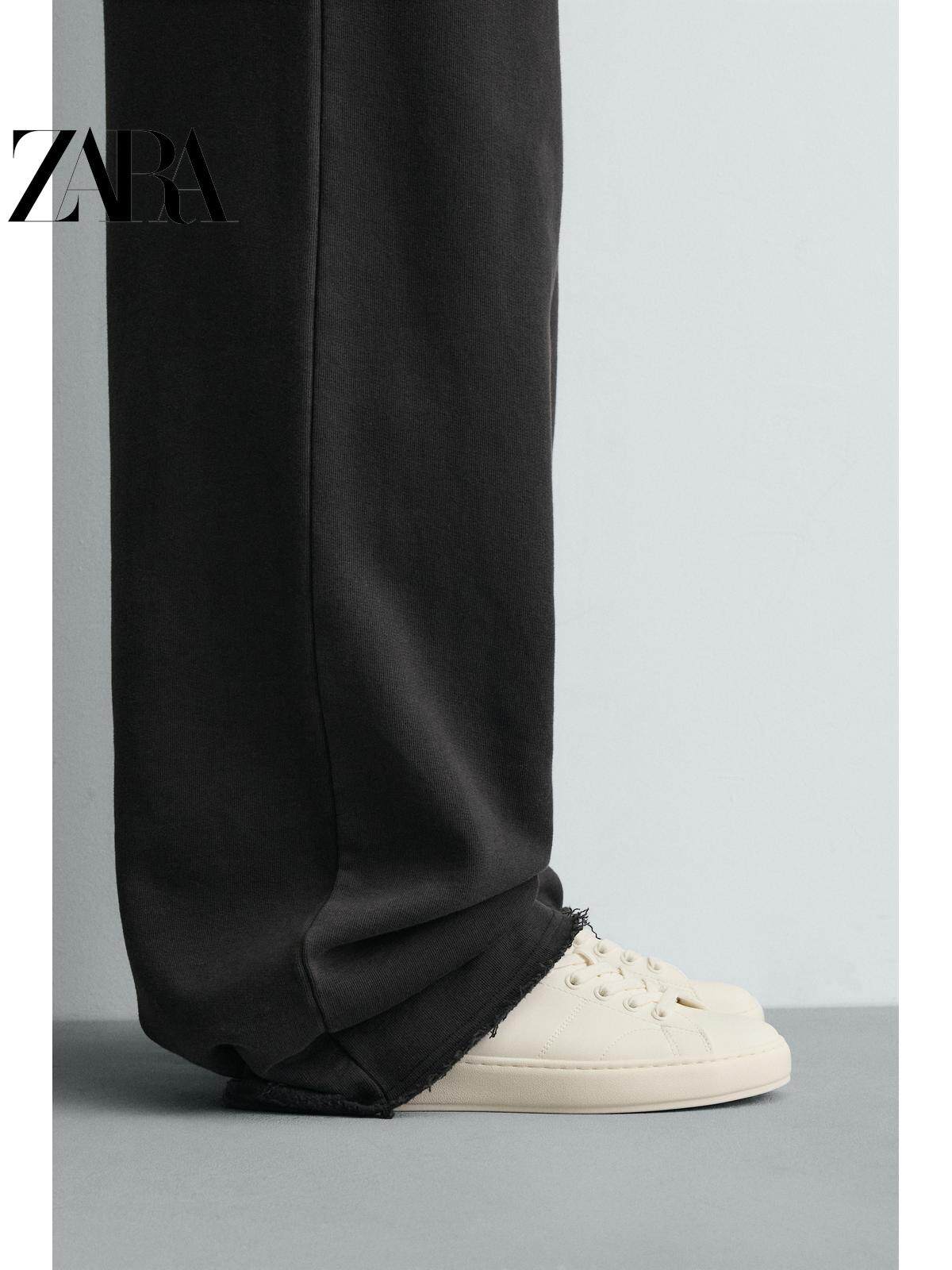ZARA Primavera/Verão 2026 Novos Sapatos Masculinos: Tênis simples, de sola grossa, leve, com cadarço, branco (2243720 001)