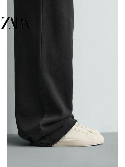 ZARA Primavera/Verão 2026 Novos Sapatos Masculinos: Tênis simples, de sola grossa, leve, com cadarço, branco (2243720 001)