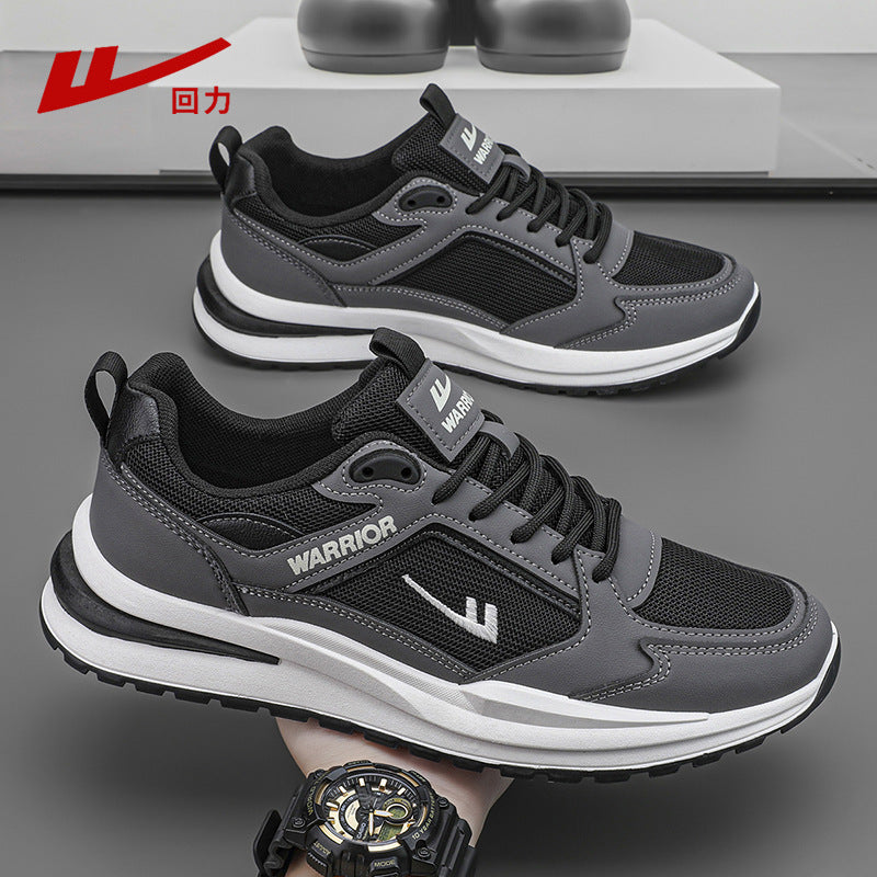 Sapatos masculinos Warrior, ténis estilo primavera/outono, novos sapatos de pai com sola grossa e blocos de cor em 2026, sapatos casuais de rede de homem respiráveis