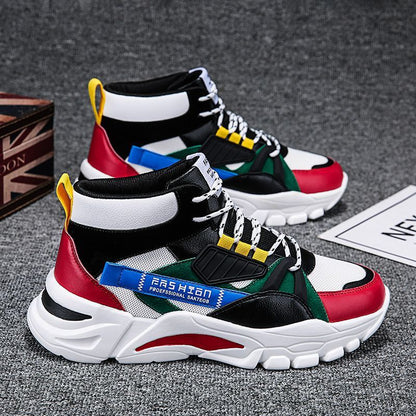 Sapatos masculinos, sapatos novos de cano alto para primavera, sapatos desportivos da moda para homem, sapatos de pai versáteis e respiráveis para homem, sapatos de estudante